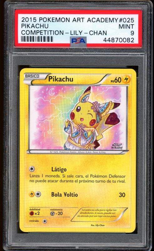 2015 Pokemon Lily Chan Pikachu Art Academy Competition Prize PSA 9 MINT